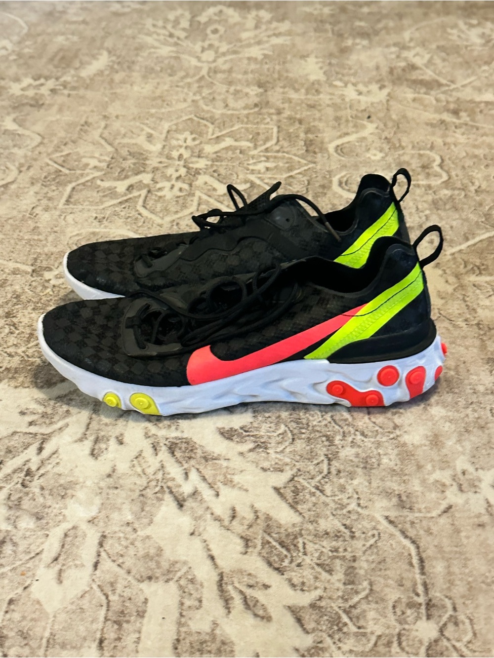 Nike Black Athletic Sneakers with Neon & Yellow Accents